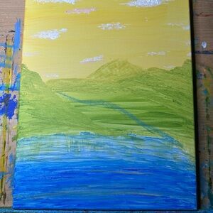 Tranquil Horizon Canvas Art with Yellow and Blue Tones